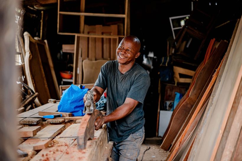 A joiner working in his own workshop